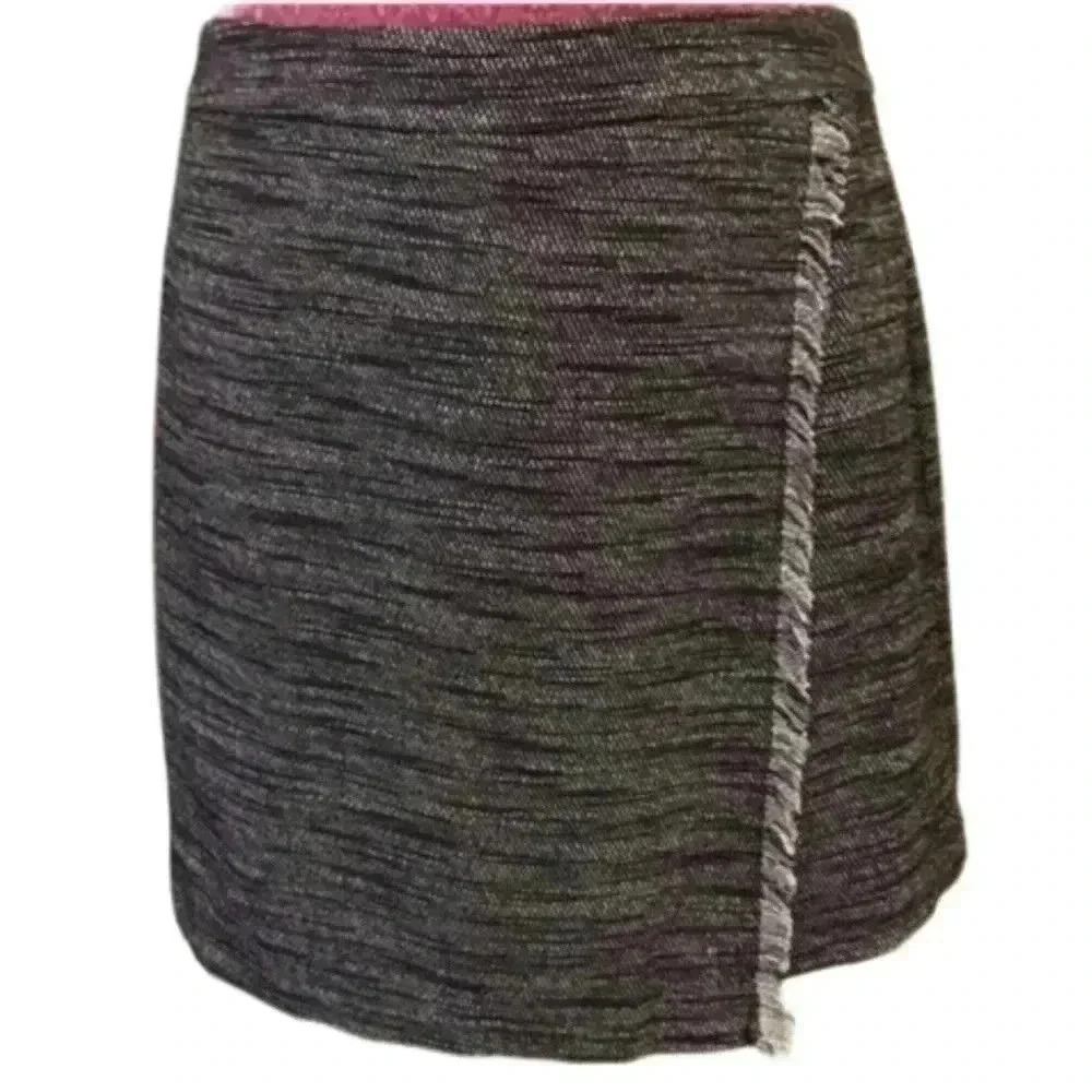 Loft Petites Womens Skirt Size 12P Black Faux Wrap